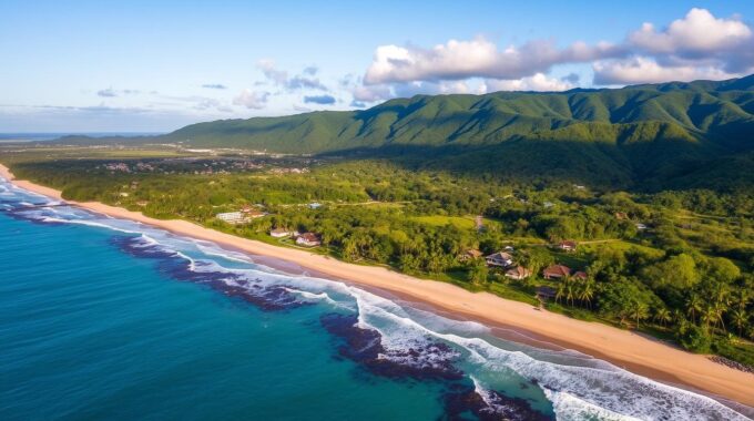 Aerial view of Costa Rica's coastline showing prime real estate investment opportunities in Costa Rica
