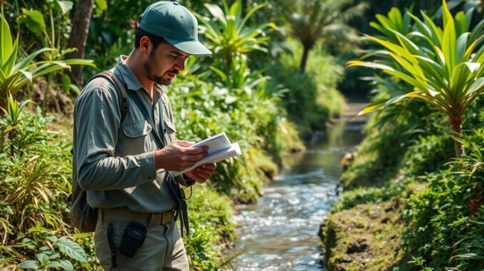 Environmental specialist conducting water management assessment for due diligence for project financing Costa Rica