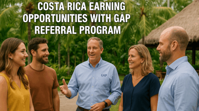 Costa Rica earning opportunities with GAP referral program showing expat income generation and business partnership opportunities for passive income