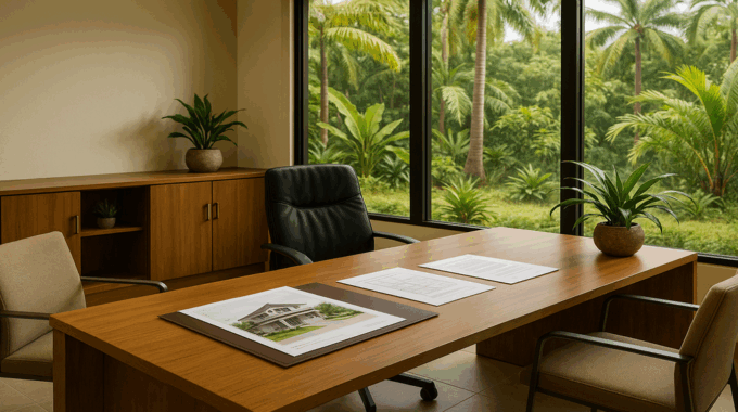 Secure Costa Rica property with modern home office showcasing investment security legal guidance and fraud prevention measures for real estate protection