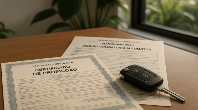 Marchamo Costa Rica vehicle registration document with car key annual circulation permit payment guide 2025