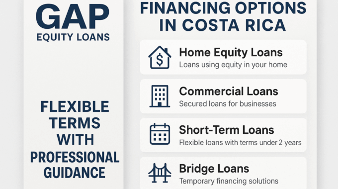 GAP financing options in Costa Rica including home equity commercial short-term and bridge loans with flexible terms and professional guidance